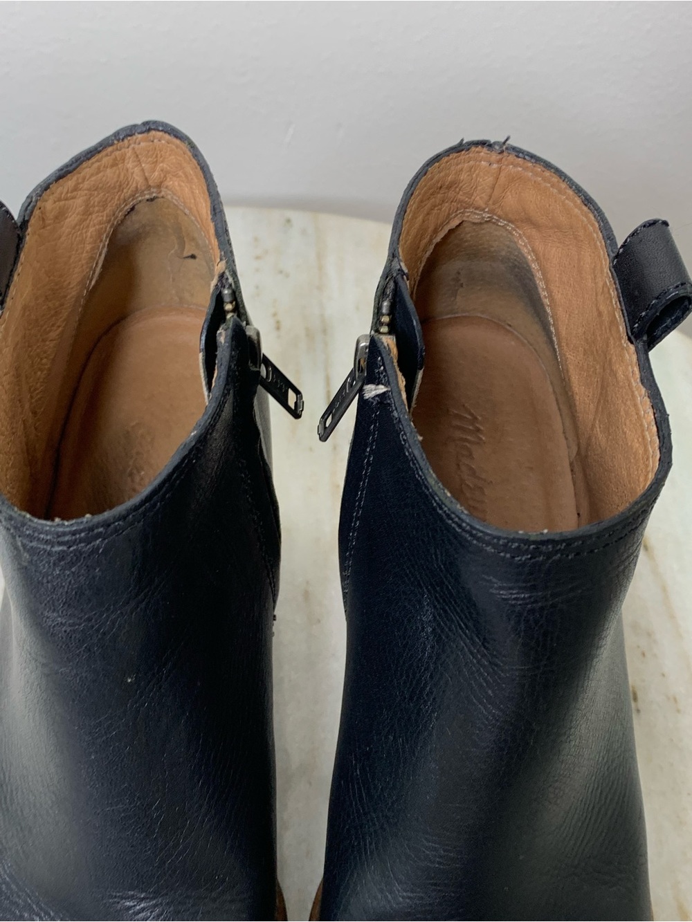 Madewell boot ankle “The Billie” black Leather style f5044 Stacked Sole - Picture 3 of 11